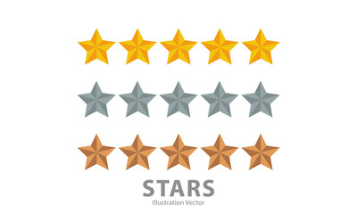 five stars golden,silver and bronze illustration vector