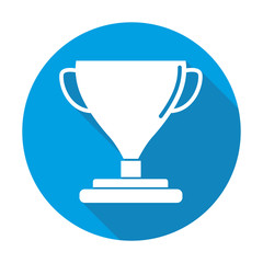 Trophy vector blue icon in modern flat style isolated. Trophy can support is good for your web design.