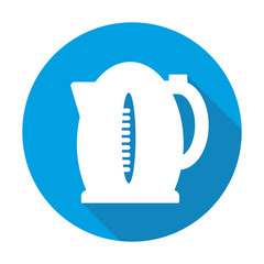 Kettle vector blue icon in modern flat style isolated. Kettle can support is good for your web design.
