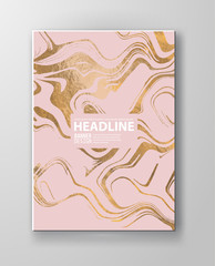 Gold and pink Marbling Texture design for poster, brochure, invitation, cover book, catalog. Marble style.