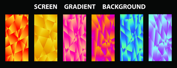 Set of colorful polygonal Vector EPS 10 illustration Gradient Background Texture. Simply geometric pattern. Template for design, banner, flyer, wallpaper, brochure, smartphone screen, mobile app