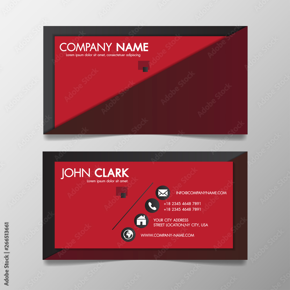 Poster red and black modern creative business template patterned and name card,horizontal simple clean vect