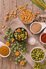 Wasabi coated peanuts. 