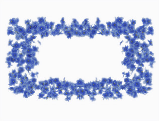 Blue flowers frame isolated on white background
