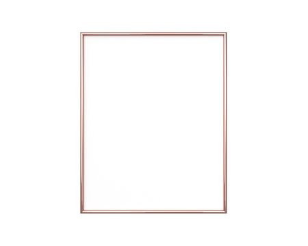 Rose gold frame mockup on a white background. 4x5 Vertical, Portrait 3d Rendering