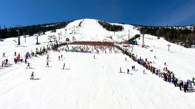 Mass descent from the mountain in swimsuits, Grelka fest 2019