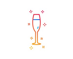 Champagne glass line icon. Wine glass sign. Gradient design elements. Linear champagne glass icon. Random shapes. Vector