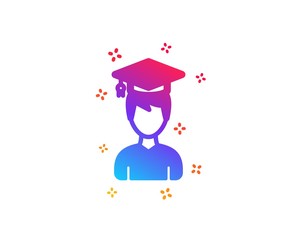 Man in Graduation cap icon. Education sign. Student hat symbol. Dynamic shapes. Gradient design student icon. Classic style. Vector