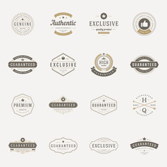 Retro vintage premium quality labels and badges set vector design elements