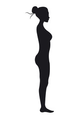 Obraz na płótnie Canvas Slim woman, side view, isolated vector silhouette.