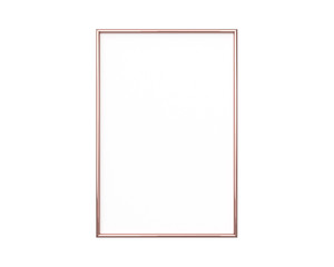 A4 Rose gold frame mockup on a white background. 2x3 Vertical, Portrait 3d Rendering