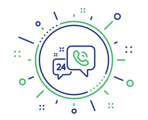 24 hour service line icon. Call support sign. Feedback chat symbol. Quality design elements. Technology 24h service button. Editable stroke. Vector