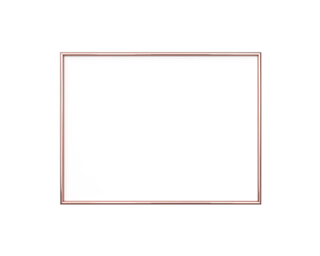 Rose gold frame mockup on a white background. 3x4 Horizontal, Landscape 3d Rendering