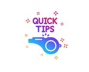 Quick tips whistle icon. Helpful tricks sign. Dynamic shapes. Gradient design tutorials icon. Classic style. Vector
