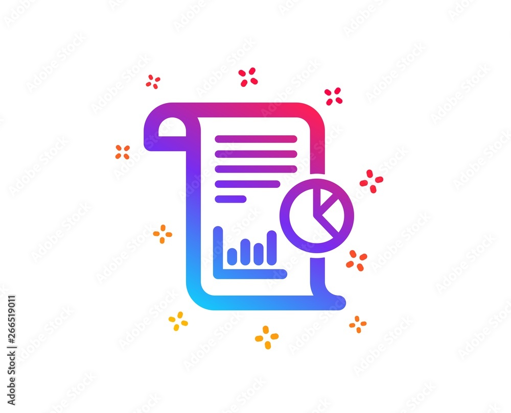 Poster report icon. business management sign. company statistics symbol. dynamic shapes. gradient design re