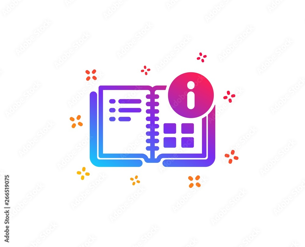 Poster instruction info icon. technical information sign. dynamic shapes. gradient design instruction info 
