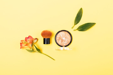 Bronzer powder and kabuki brush