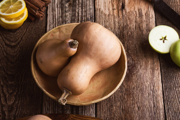 Raw fresh pumpkin, cooking ingredients