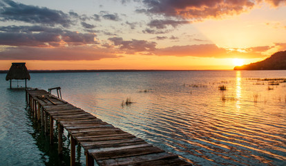 Fototapeta na wymiar Lake sunset in El Remate