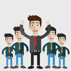 Happy successful business men. Find the right person for the job concept. Flat vector illustration.