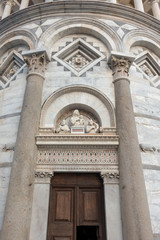PISA, TUSCANY/ITALY  - APRIL 17 : Exterior view of the Leaning Tower of Pisa Tuscany Italy on April 17, 2019