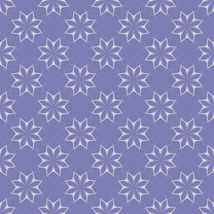 White flower patterns on purple background. Seamless pattern. Abstrac.