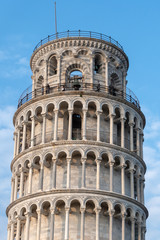 PISA, TUSCANY/ITALY  - APRIL 17 : Exterior view of the Leaning Tower of Pisa Tuscany Italy on April 17, 2019. Unidentified people