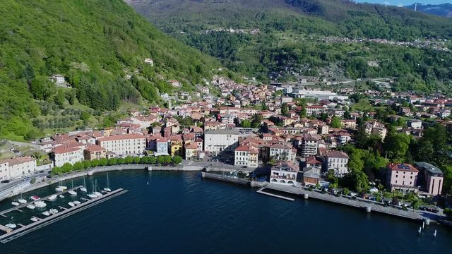 Small village and port of Dongo on Como lake in Italy