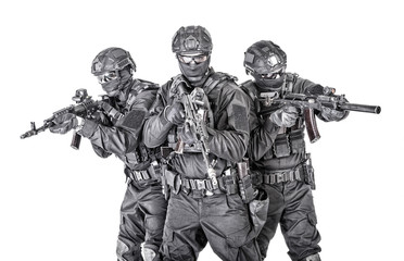 Group portrait of police special forces fighters