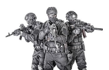 Group portrait of police special forces fighters