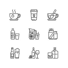 Outline icons. Beverages