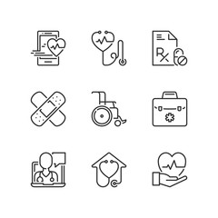 Outline icons. Medicine. Health care