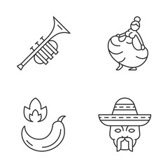 Mexican linear icons set