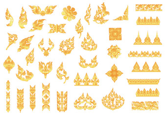Thai art decoration and Set of Line Thai Art, Icons Vector Illustration.