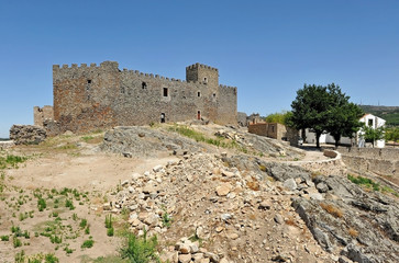 The old castle and Sanctuary of Montanchez beautiful town of the province of Caceres Extremadura...