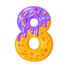 Donut cartoon eight number vector illustration