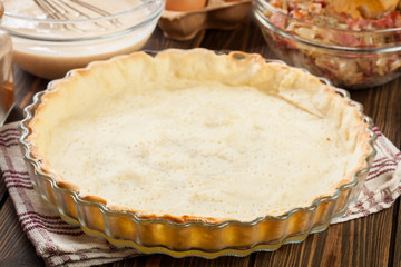 Dough ready to prepare a traditional quiche