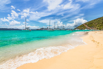 Fototapeta na wymiar Tropical beach and sea. White bay beach, Jost van Dyke, British Virgin Islands.