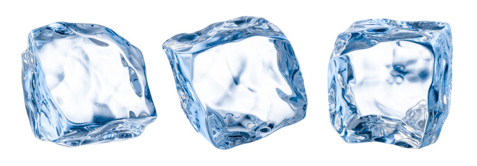 Ice cube isolate. Set of ice cubes, isolated on white