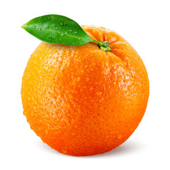 Orang fruit isolate. Orange with leaves isolated on white. With leaf.