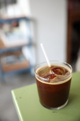 Ice americano coffee in coffee shop