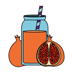 fresh tangerine with juice pot and straw