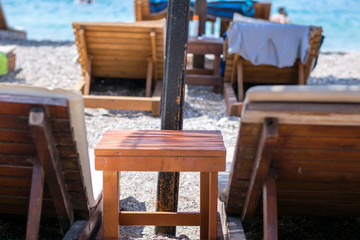 Fototapeta na wymiar Beach chairs on the beach,