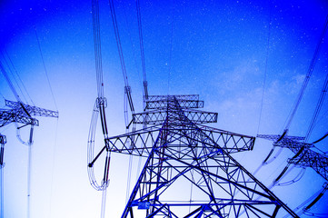 The power supply facilities of contour in the evening