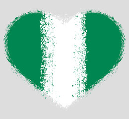 Flag of Nigeria on Grunge Heart