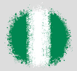 Flag of Nigeria on Grunge Round Heart