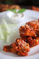 buffalo wings , Fried chicken with hot and spicy sauce
