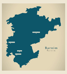 Modern Map - Barnim county of Brandenburg DE