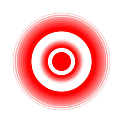 Pain circle red icon for medical painkiller drug medicine. Vector red circles target spot symbol for pill medication design template of body or muscular joint pain and head ache analgetic remedy.