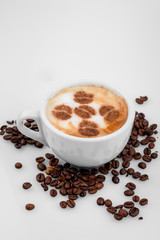 cup of coffe americano ,with beans,